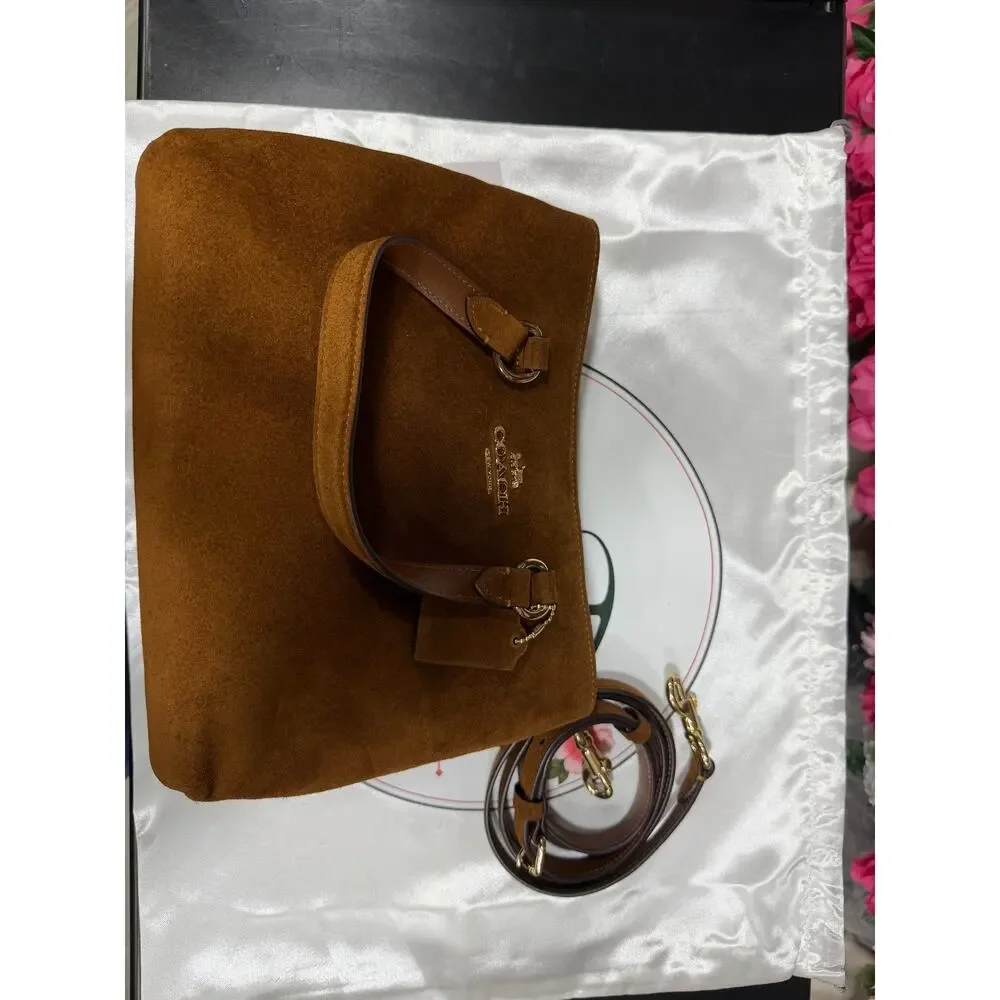 NWT B11-003 Coach Station Carryall Bag CET30 suede/Gold/Warm Brown